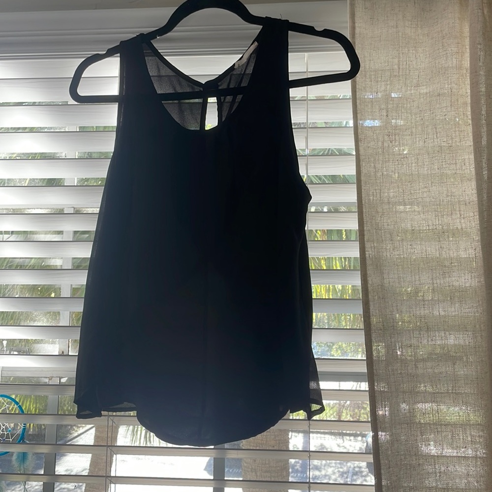 Black ruffled tank top